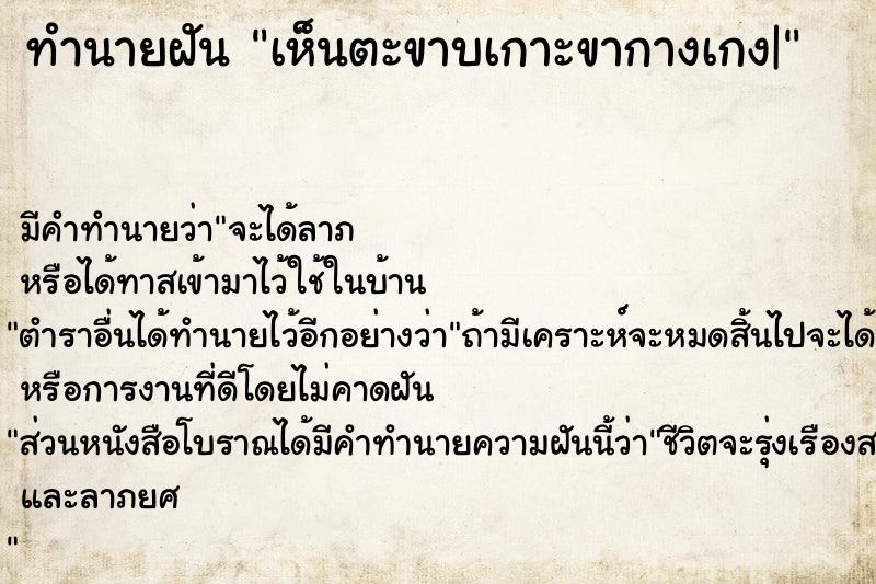 ทำนายฝัน เห็นตะขาบเกาะขากางเกง|